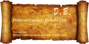 Debreczenyi Balázs névjegykártya